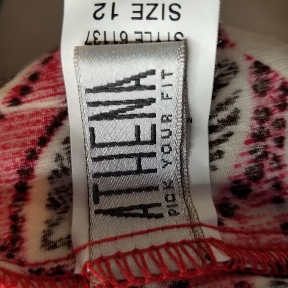 Athena Tankini Halter Top Swimsuit Size 12 Red Floral - Picture 3 of 6